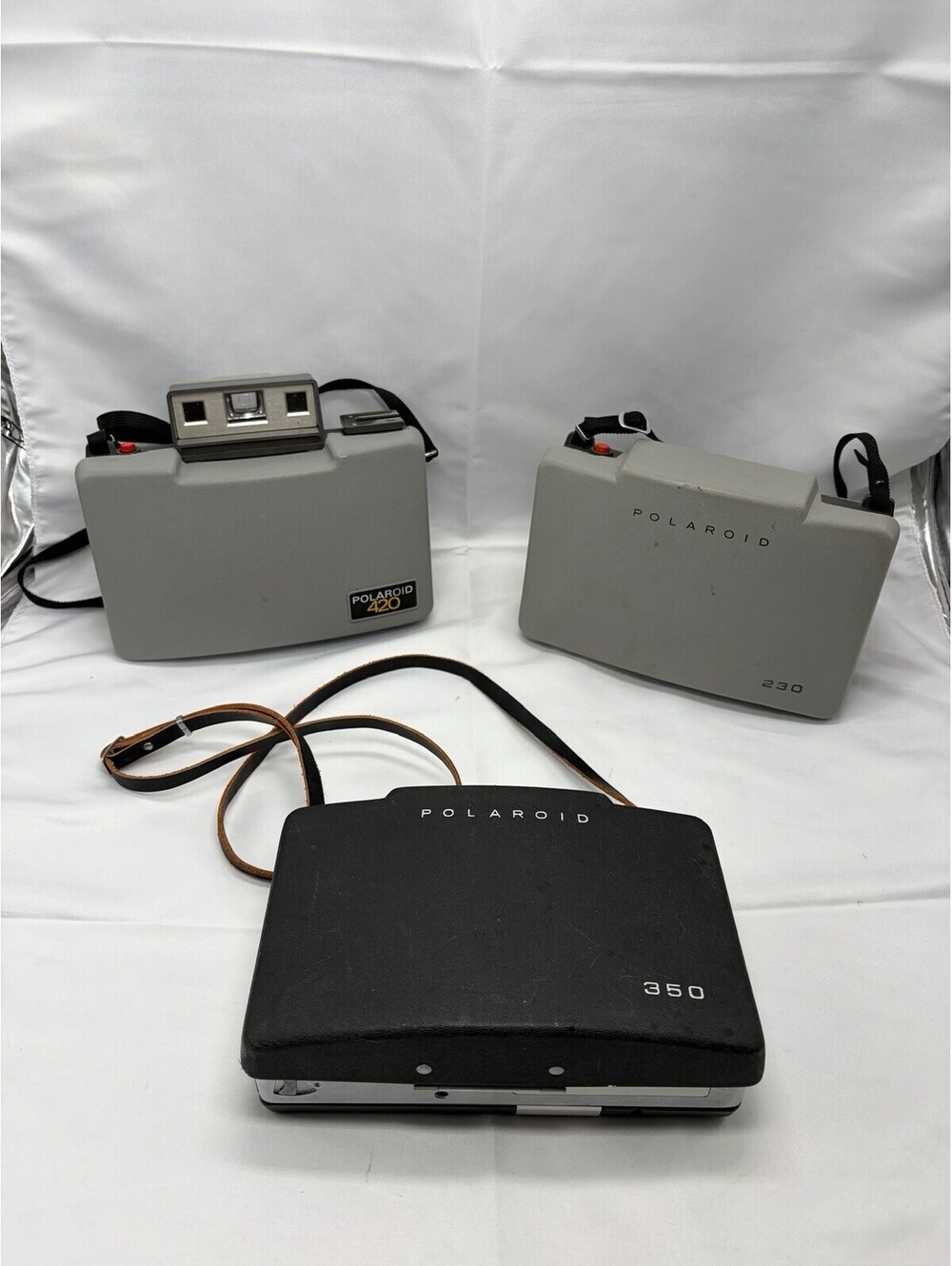 Vintage Polaroid Land Camera Lot 3 Pieces Models 230 350 420 Excellent Untested